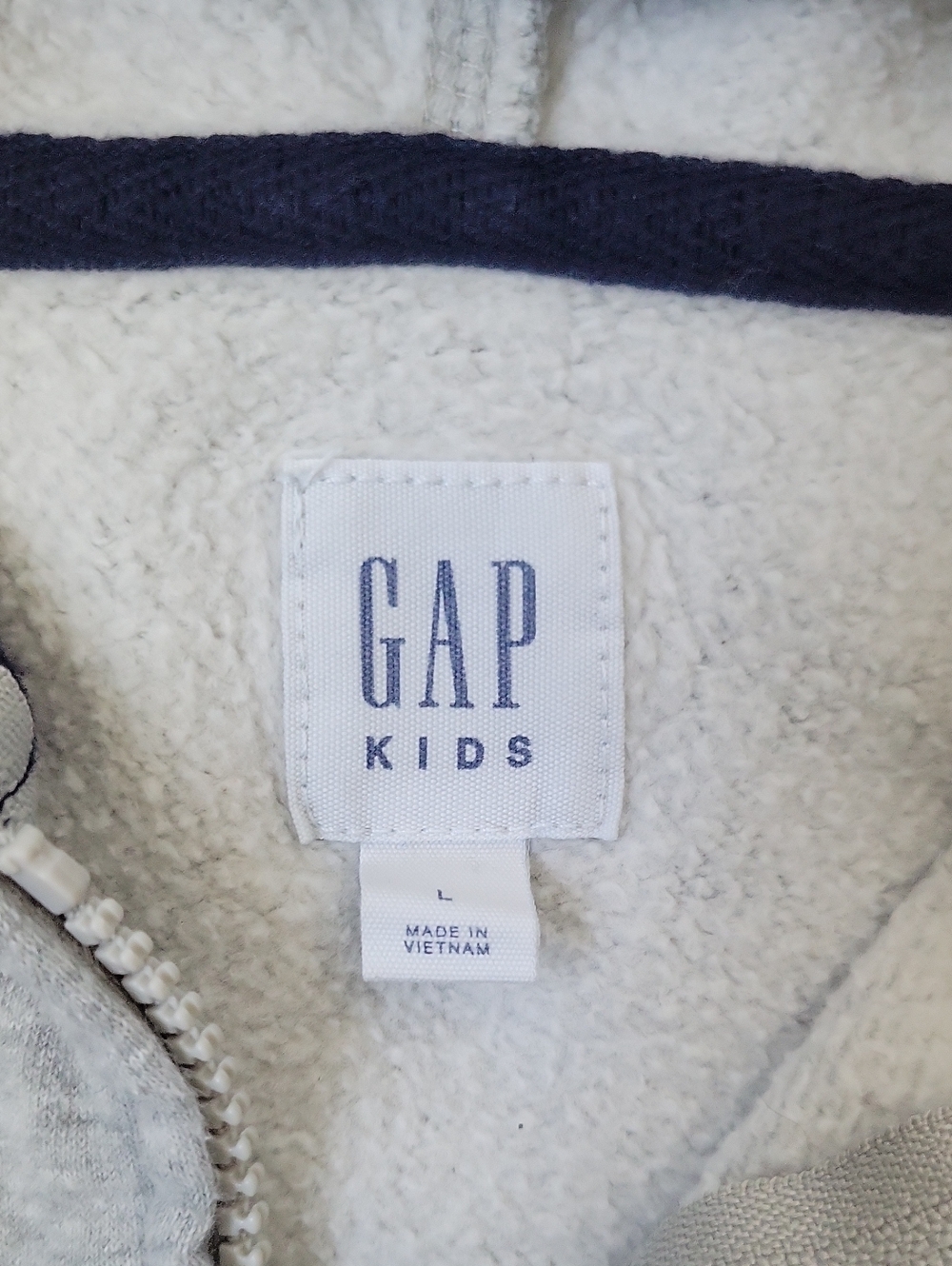 GAP Light Gray Zip Hoodie with Navy Logo - Picture 3 of 5